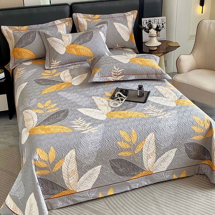 91家纺网 家纺一手货源 找家纺 畅畅家纺 2025春夏款13372全棉纯棉活性印花床盖夹棉加厚绗缝防滑床罩 暖秋