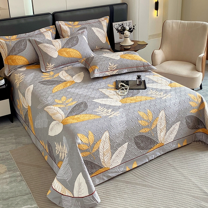 91家纺网 家纺一手货源 找家纺 畅畅家纺 2025春夏款13372全棉纯棉活性印花床盖夹棉加厚绗缝防滑床罩 暖秋