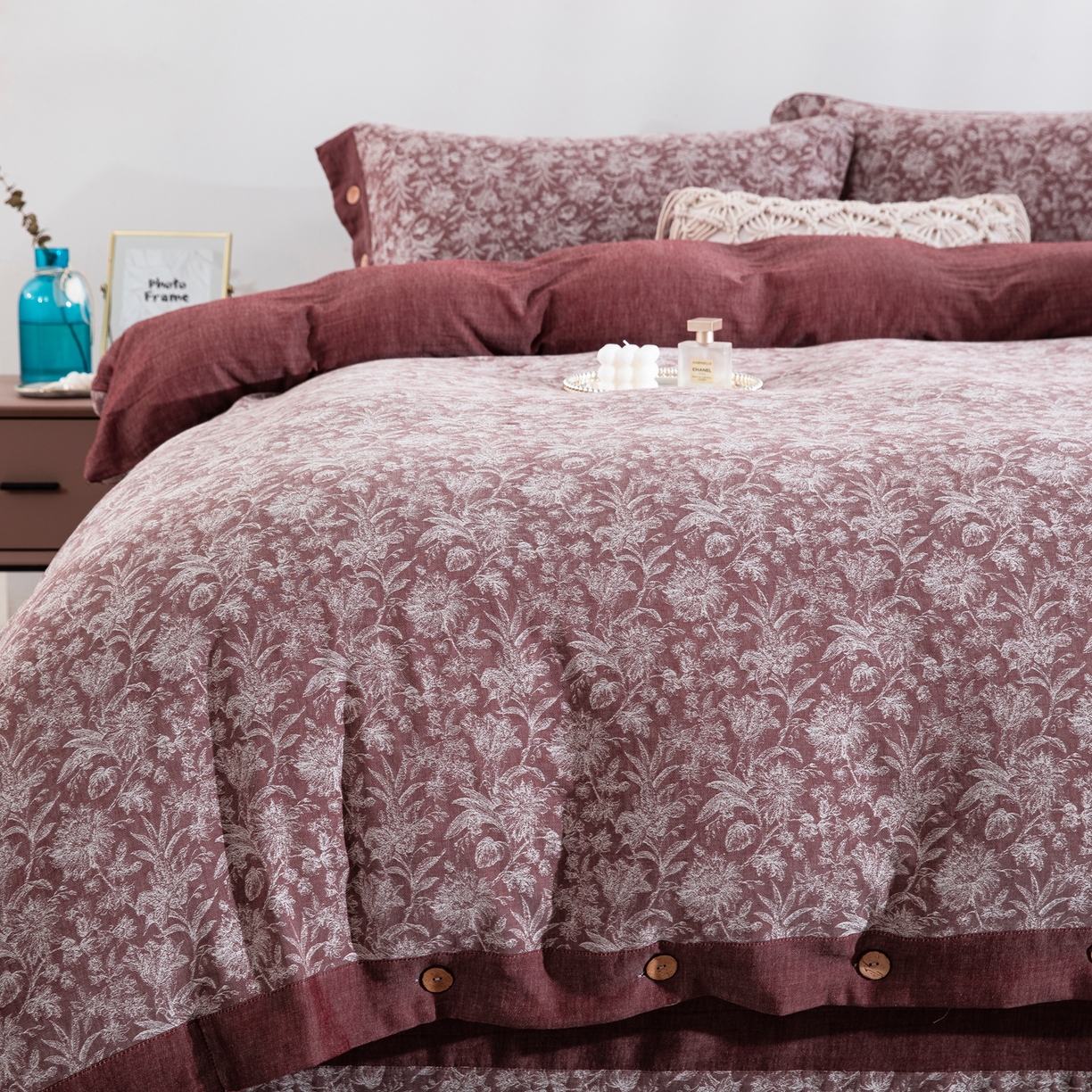 91家纺网 家纺一手货源 找家纺 （总）双层纱家居 2025新款全棉色织提花四件套-风华正茂