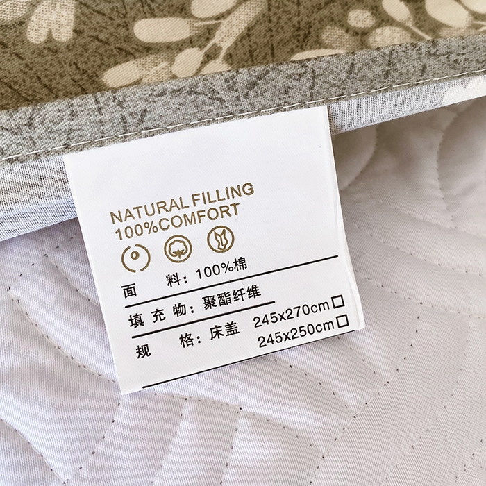 91家纺网 家纺一手货源 找家纺 畅畅家纺 2025春夏款13372全棉纯棉活性印花床盖夹棉加厚绗缝防滑床罩 枝繁叶茂灰