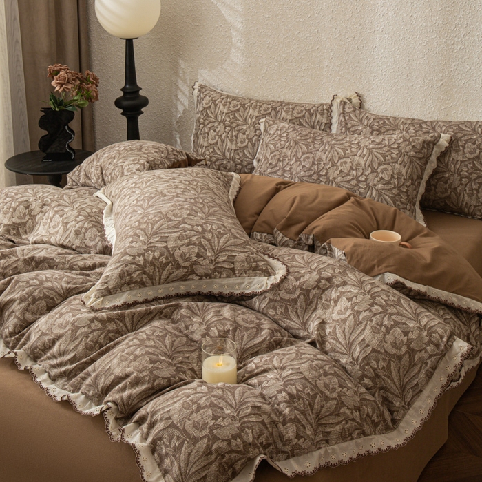 91家纺网 家纺一手货源 找家纺 优米家纺 2025新款A类加厚全棉纯棉磨毛提花四件套（提供买家秀） 半夏清风