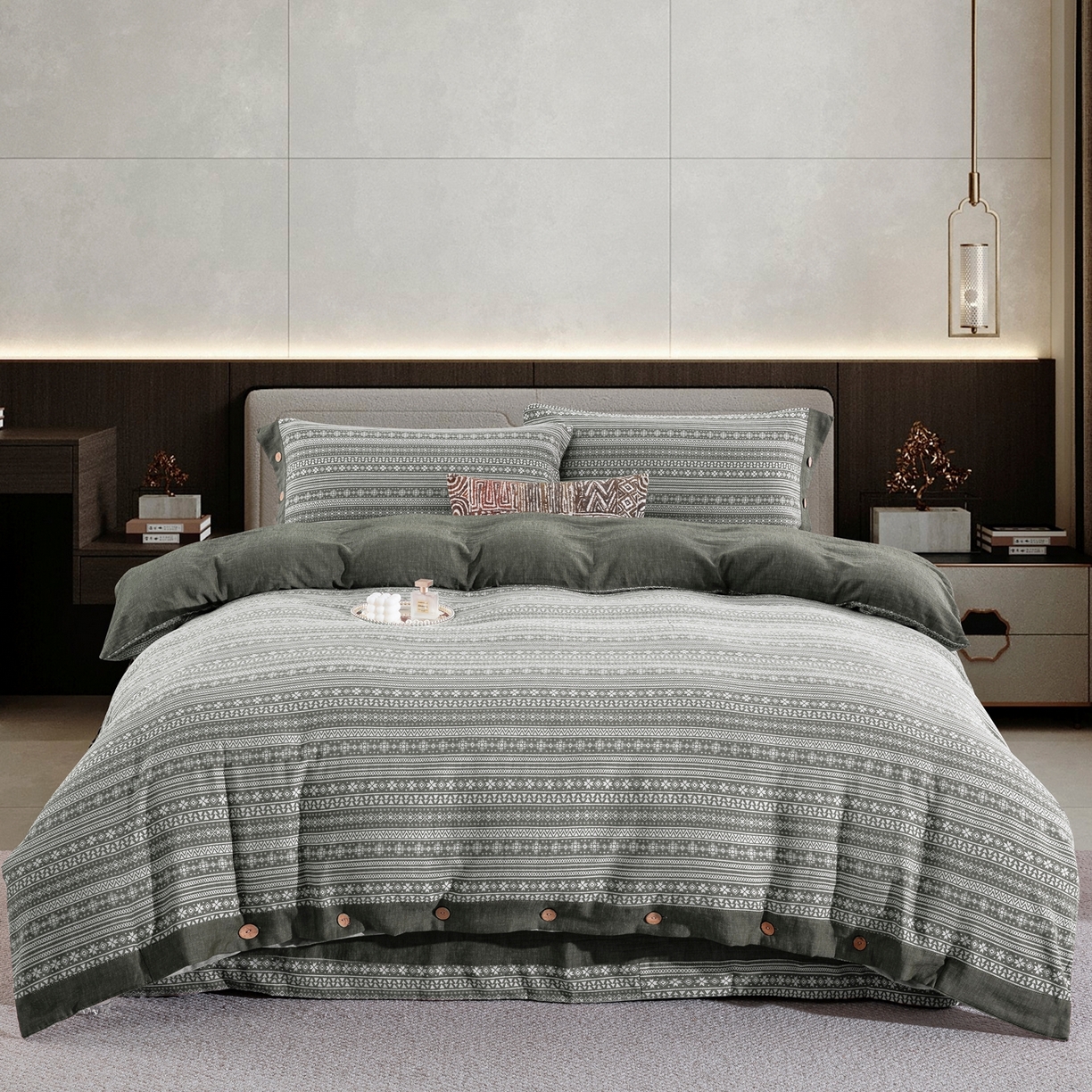 双层纱家居 2025新款全棉色织提花四件套-布拉格 布拉格-绿