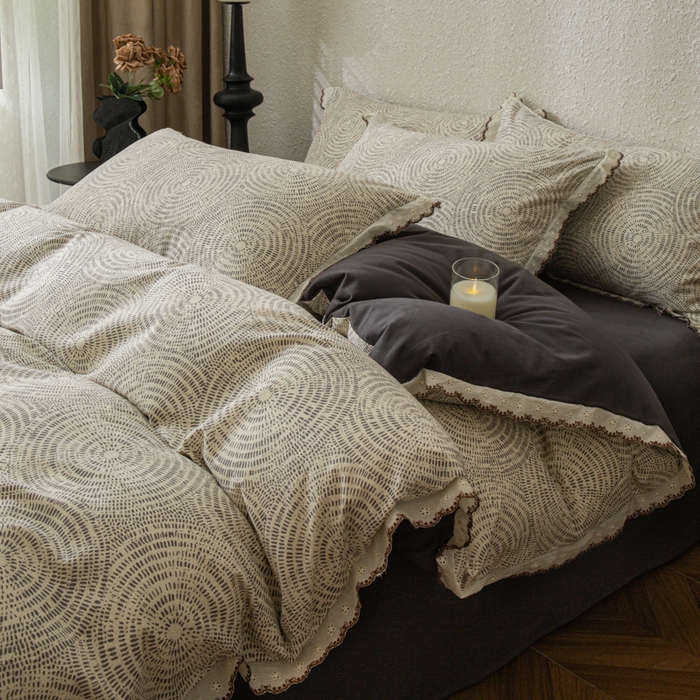 优米家纺 2025新款A类加厚全棉纯棉磨毛提花四件套（提供买家秀） 布里奥