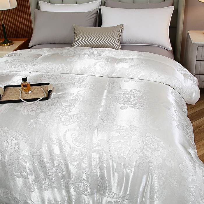 91家纺网 家纺一手货源 找家纺 （总）畅畅家纺 2025新款贡缎提花牡丹花羽丝棉被手工订花冬被夏被被子被芯