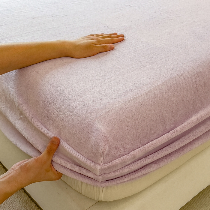 91家纺网 家纺一手货源 找家纺 丽美人家纺 2025秋冬新款牛奶绒纯色单床笠 蔷薇紫