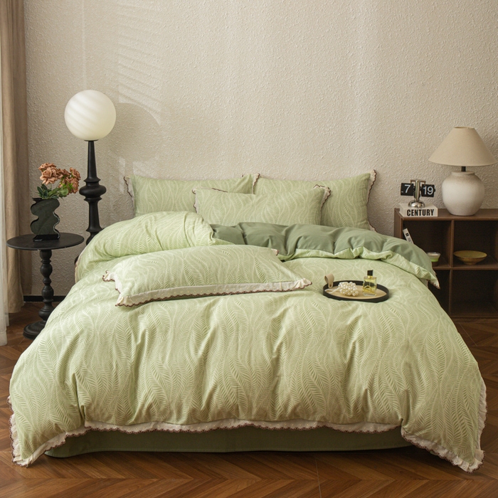 91家纺网 家纺一手货源 找家纺 优米家纺 2025新款A类加厚全棉纯棉磨毛提花四件套（提供买家秀） 海棠花开