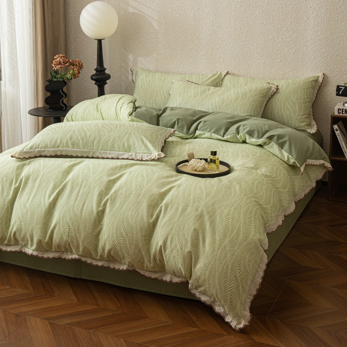 91家纺网 家纺一手货源 找家纺 优米家纺 2025新款A类加厚全棉纯棉磨毛提花四件套（提供买家秀） 海棠花开