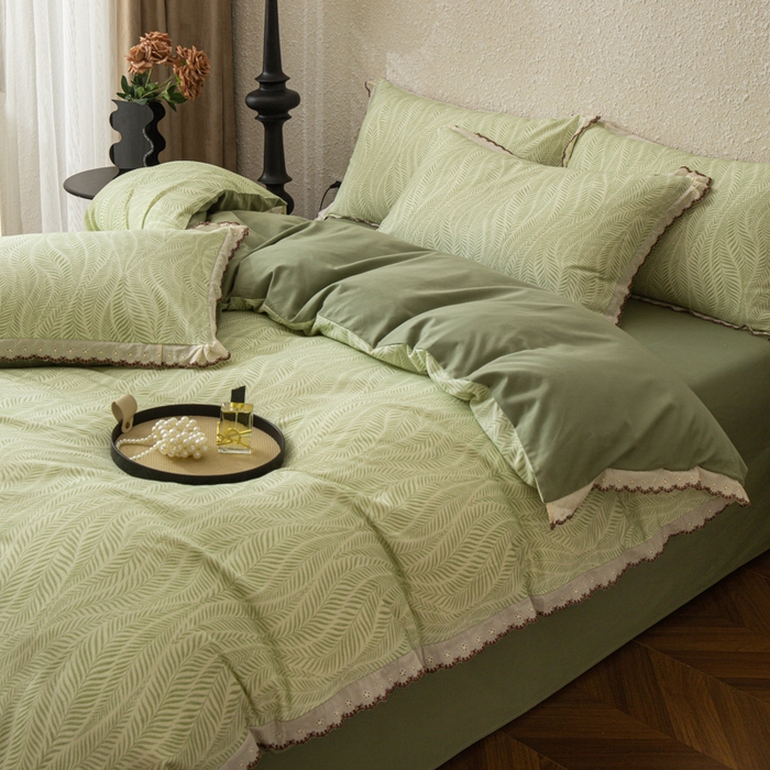 91家纺网 家纺一手货源 找家纺 优米家纺 2025新款A类加厚全棉纯棉磨毛提花四件套（提供买家秀） 海棠花开