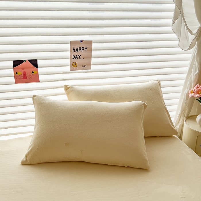 91家纺网 家纺一手货源 找家纺 丽美人家纺 2025秋冬新款牛奶绒纯色单床笠 茶花白