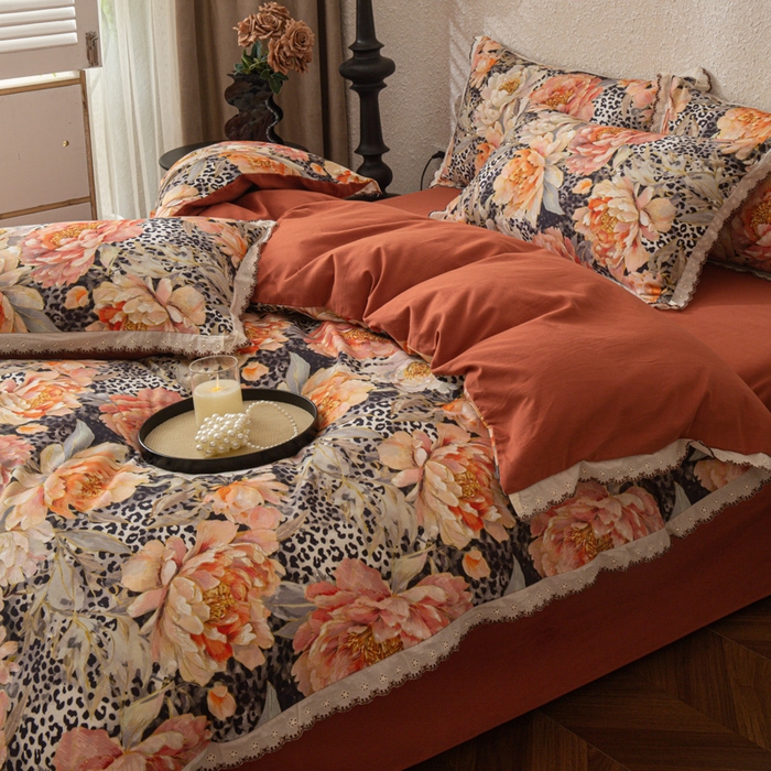 91家纺网 家纺一手货源 找家纺 优米家纺 2025新款A类加厚全棉纯棉磨毛提花四件套（提供买家秀） 花之舞