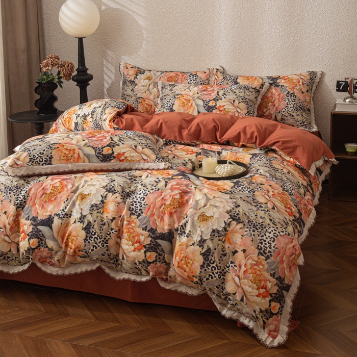 91家纺网 家纺一手货源 找家纺 优米家纺 2025新款A类加厚全棉纯棉磨毛提花四件套（提供买家秀） 花之舞