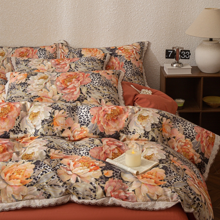 91家纺网 家纺一手货源 找家纺 优米家纺 2025新款A类加厚全棉纯棉磨毛提花四件套（提供买家秀） 花之舞