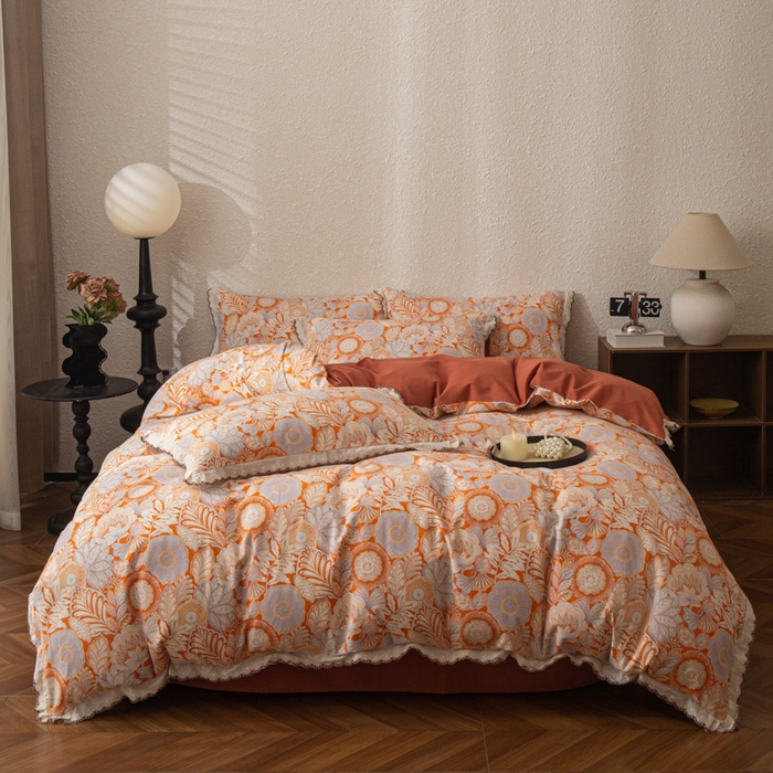 91家纺网 家纺一手货源 找家纺 优米家纺 2025新款A类加厚全棉纯棉磨毛提花四件套（提供买家秀） 满园花开