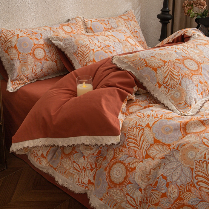 91家纺网 家纺一手货源 找家纺 优米家纺 2025新款A类加厚全棉纯棉磨毛提花四件套（提供买家秀） 满园花开