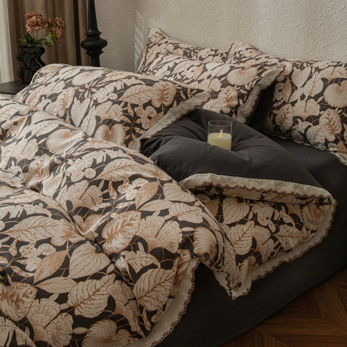 优米家纺 2025新款A类加厚全棉纯棉磨毛提花四件套（提供买家秀） 漫步花庭