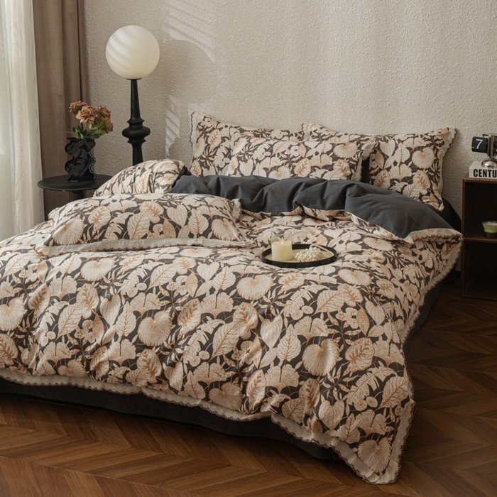 91家纺网 家纺一手货源 找家纺 优米家纺 2025新款A类加厚全棉纯棉磨毛提花四件套（提供买家秀） 漫步花庭