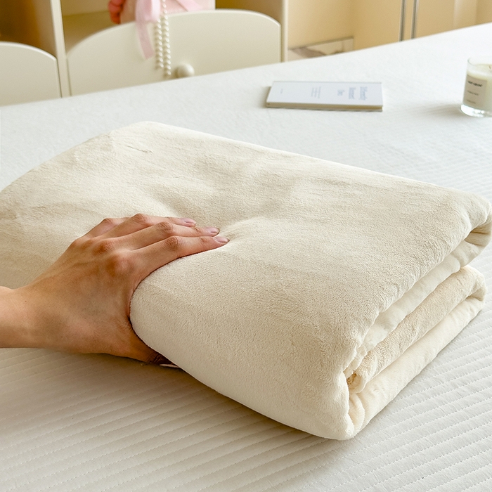 91家纺网 家纺一手货源 找家纺 丽美人家纺 2025秋冬新款牛奶绒纯色单床单 茶花白