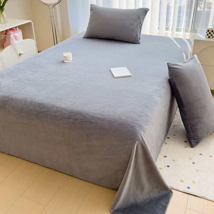 91家纺网 家纺一手货源 找家纺 （总）丽美人家纺 2025秋冬新款牛奶绒纯色单床单