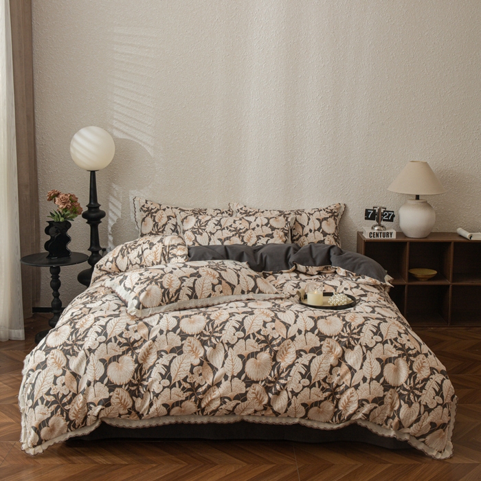 91家纺网 家纺一手货源 找家纺 优米家纺 2025新款A类加厚全棉纯棉磨毛提花四件套（提供买家秀） 漫步花庭