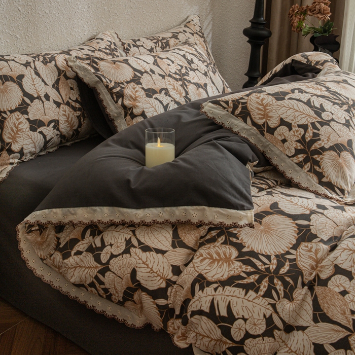 91家纺网 家纺一手货源 找家纺 优米家纺 2025新款A类加厚全棉纯棉磨毛提花四件套（提供买家秀） 漫步花庭