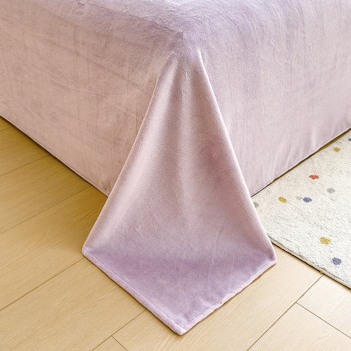 91家纺网 家纺一手货源 找家纺 丽美人家纺 2025秋冬新款牛奶绒纯色单床单 蔷薇紫
