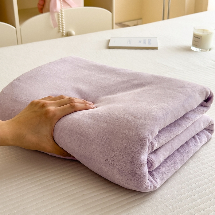 91家纺网 家纺一手货源 找家纺 丽美人家纺 2025秋冬新款牛奶绒纯色单床单 蔷薇紫