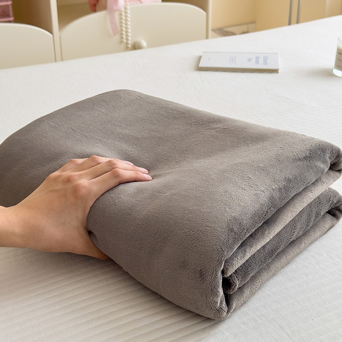 91家纺网 家纺一手货源 找家纺 丽美人家纺 2025秋冬新款牛奶绒纯色单床单 抹茶灰