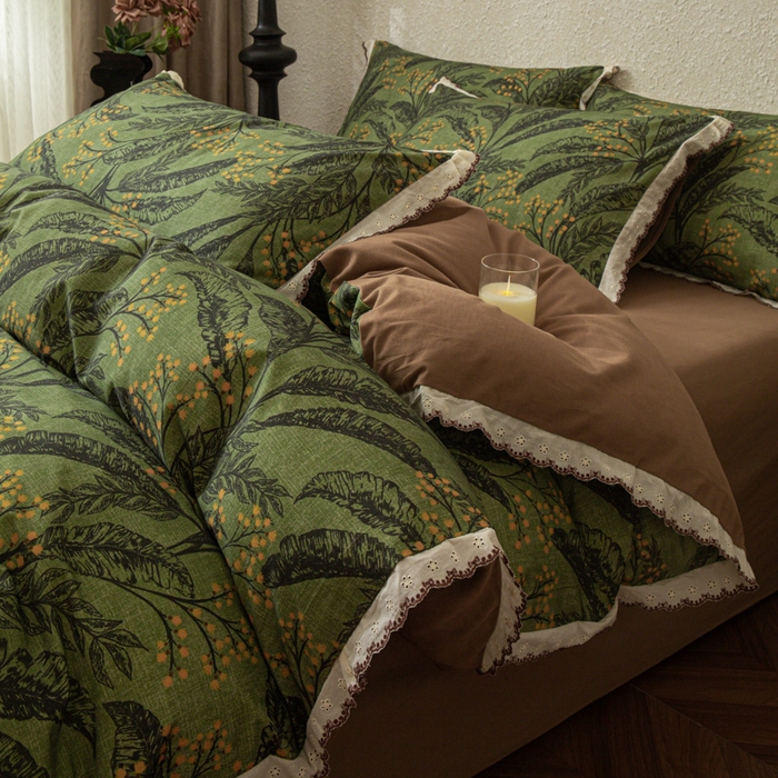 优米家纺 2025新款A类加厚全棉纯棉磨毛提花四件套（提供买家秀） 陌上花开