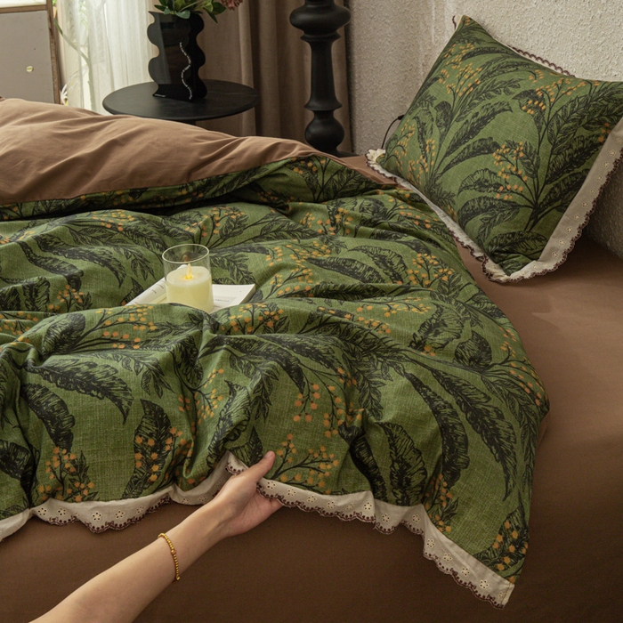 91家纺网 家纺一手货源 找家纺 优米家纺 2025新款A类加厚全棉纯棉磨毛提花四件套（提供买家秀） 陌上花开