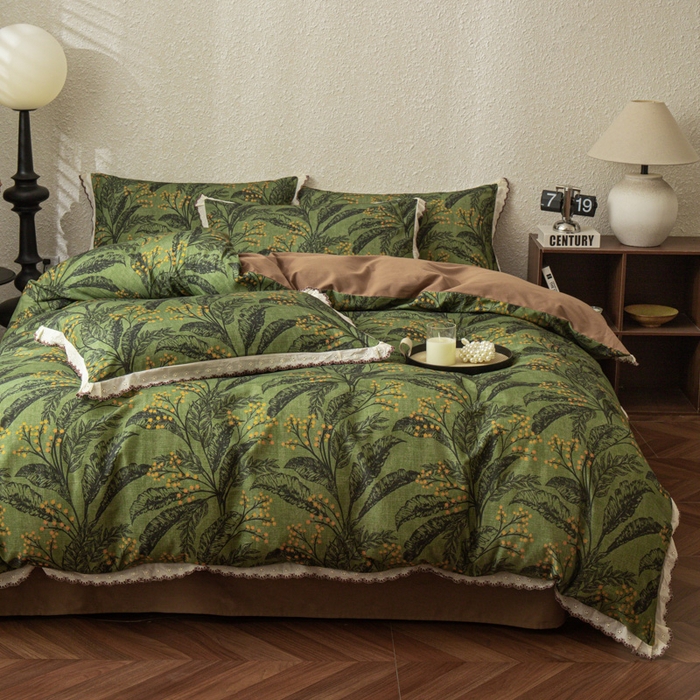 91家纺网 家纺一手货源 找家纺 优米家纺 2025新款A类加厚全棉纯棉磨毛提花四件套（提供买家秀） 陌上花开