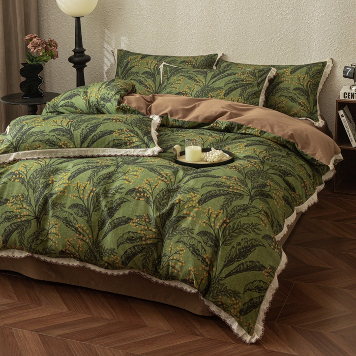 91家纺网 家纺一手货源 找家纺 优米家纺 2025新款A类加厚全棉纯棉磨毛提花四件套（提供买家秀） 陌上花开