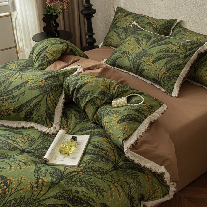 91家纺网 家纺一手货源 找家纺 优米家纺 2025新款A类加厚全棉纯棉磨毛提花四件套（提供买家秀） 陌上花开