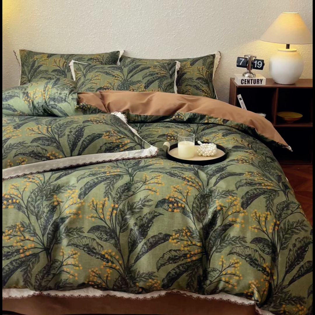 91家纺网 家纺一手货源 找家纺 优米家纺 2025新款A类加厚全棉纯棉磨毛提花四件套（提供买家秀） 陌上花开