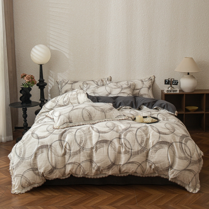 91家纺网 家纺一手货源 找家纺 优米家纺 2025新款A类加厚全棉纯棉磨毛提花四件套（提供买家秀） 南城旧梦