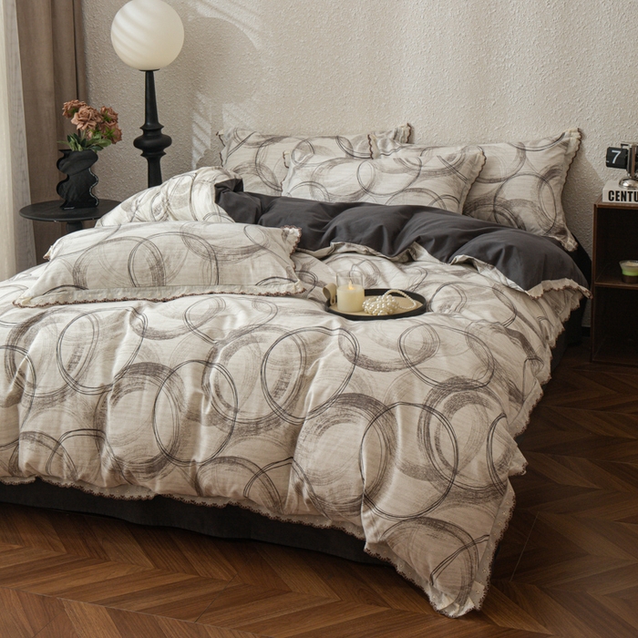 91家纺网 家纺一手货源 找家纺 优米家纺 2025新款A类加厚全棉纯棉磨毛提花四件套（提供买家秀） 南城旧梦