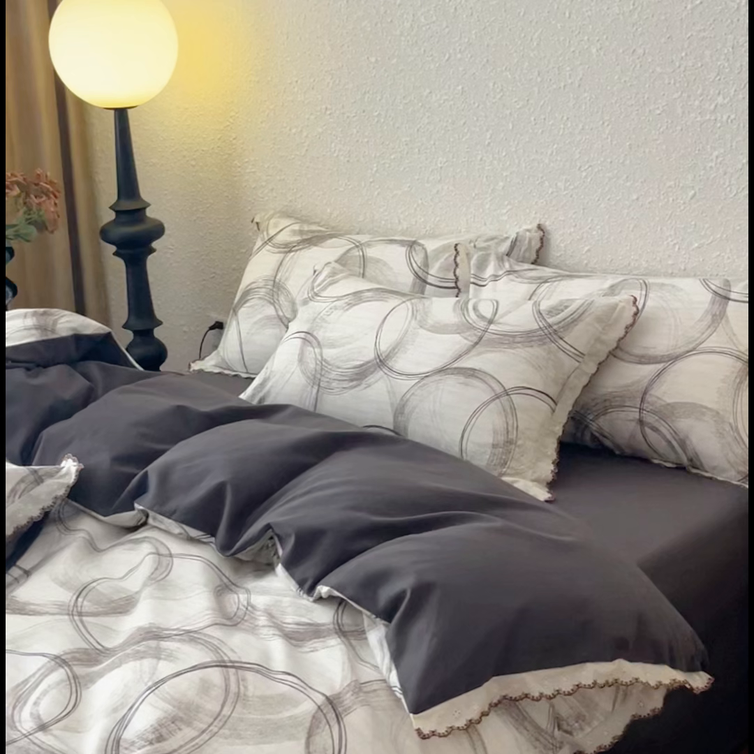 91家纺网 家纺一手货源 找家纺 优米家纺 2025新款A类加厚全棉纯棉磨毛提花四件套（提供买家秀） 南城旧梦