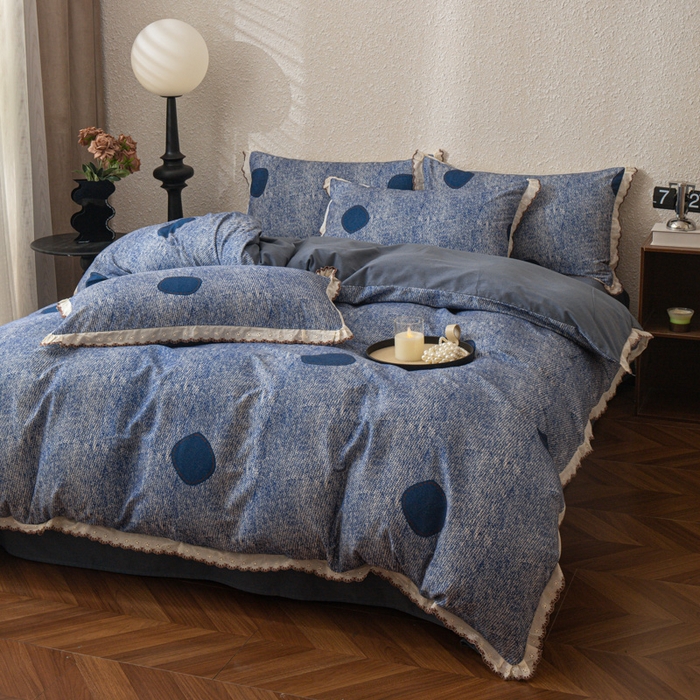 91家纺网 家纺一手货源 找家纺 优米家纺 2025新款A类加厚全棉纯棉磨毛提花四件套（提供买家秀） 青花岁月