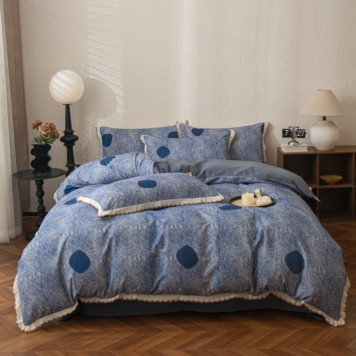 91家纺网 家纺一手货源 找家纺 优米家纺 2025新款A类加厚全棉纯棉磨毛提花四件套（提供买家秀） 青花岁月