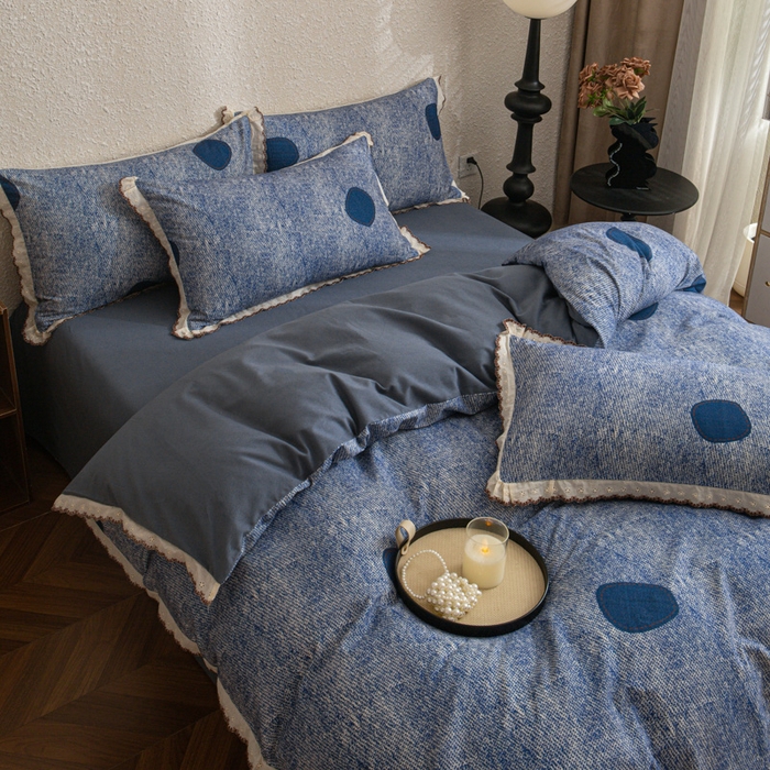 91家纺网 家纺一手货源 找家纺 优米家纺 2025新款A类加厚全棉纯棉磨毛提花四件套（提供买家秀） 青花岁月