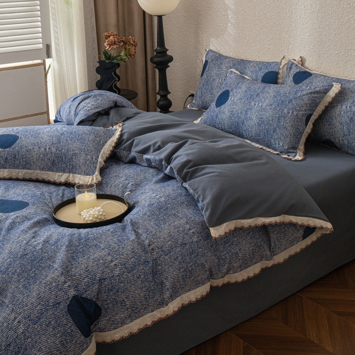 91家纺网 家纺一手货源 找家纺 优米家纺 2025新款A类加厚全棉纯棉磨毛提花四件套（提供买家秀） 青花岁月