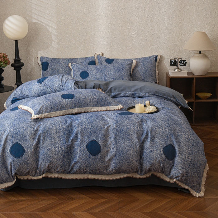 91家纺网 家纺一手货源 找家纺 优米家纺 2025新款A类加厚全棉纯棉磨毛提花四件套（提供买家秀） 青花岁月