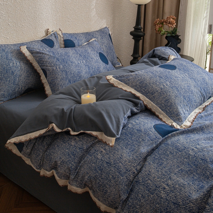 91家纺网 家纺一手货源 找家纺 优米家纺 2025新款A类加厚全棉纯棉磨毛提花四件套（提供买家秀） 青花岁月