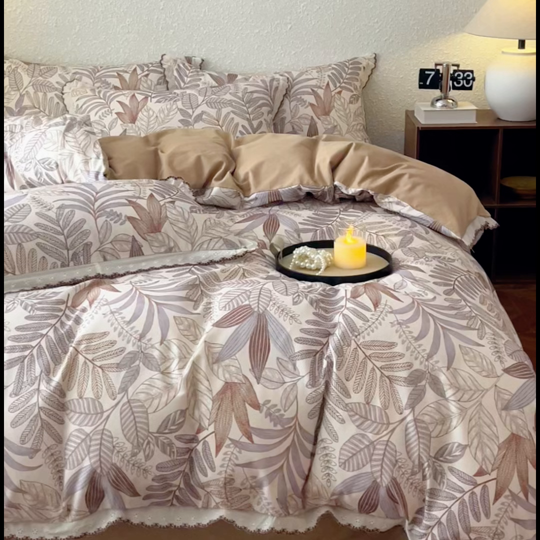 91家纺网 家纺一手货源 找家纺 优米家纺 2025新款A类加厚全棉纯棉磨毛提花四件套（提供买家秀） 秋意浓