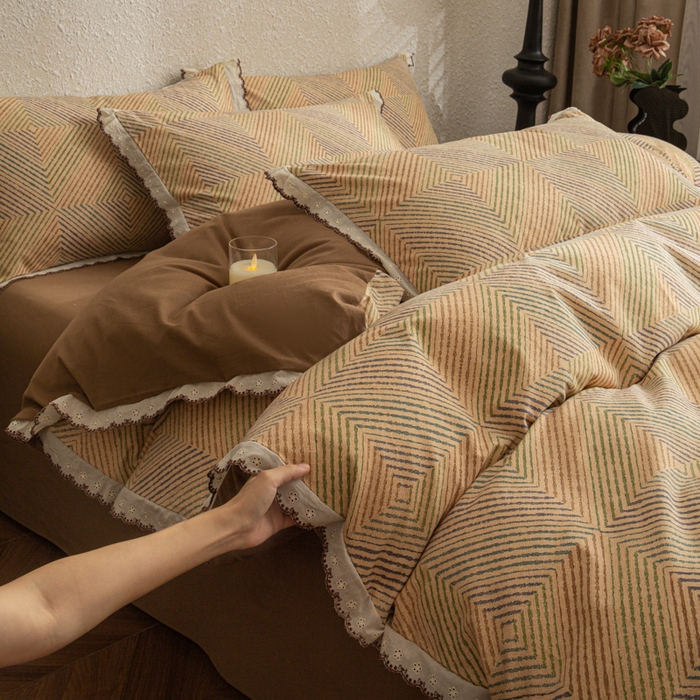 91家纺网 家纺一手货源 找家纺 优米家纺 2025新款A类加厚全棉纯棉磨毛提花四件套（提供买家秀） 温馨午后