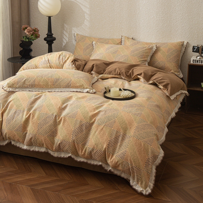 91家纺网 家纺一手货源 找家纺 优米家纺 2025新款A类加厚全棉纯棉磨毛提花四件套（提供买家秀） 温馨午后