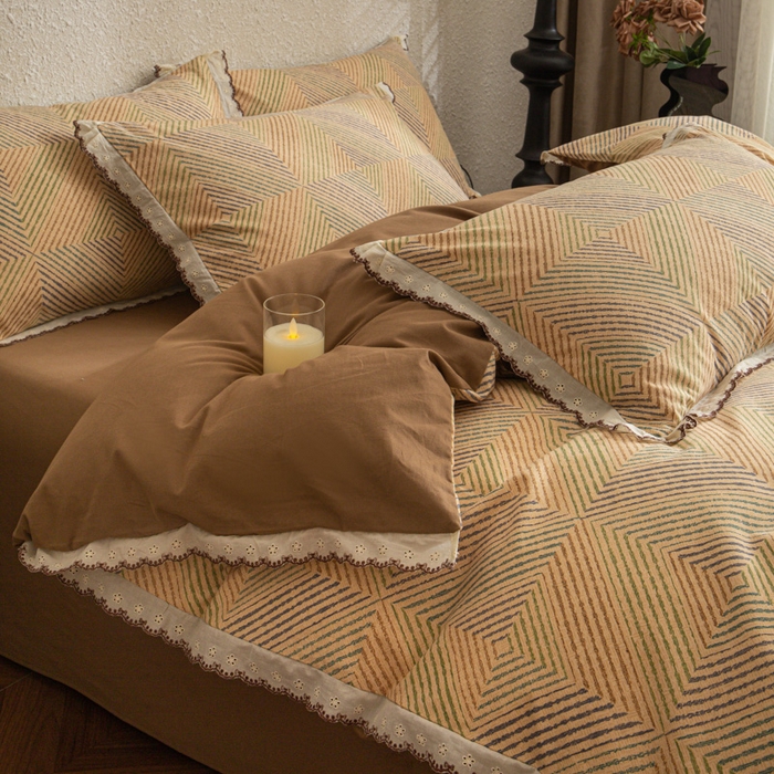 91家纺网 家纺一手货源 找家纺 优米家纺 2025新款A类加厚全棉纯棉磨毛提花四件套（提供买家秀） 温馨午后