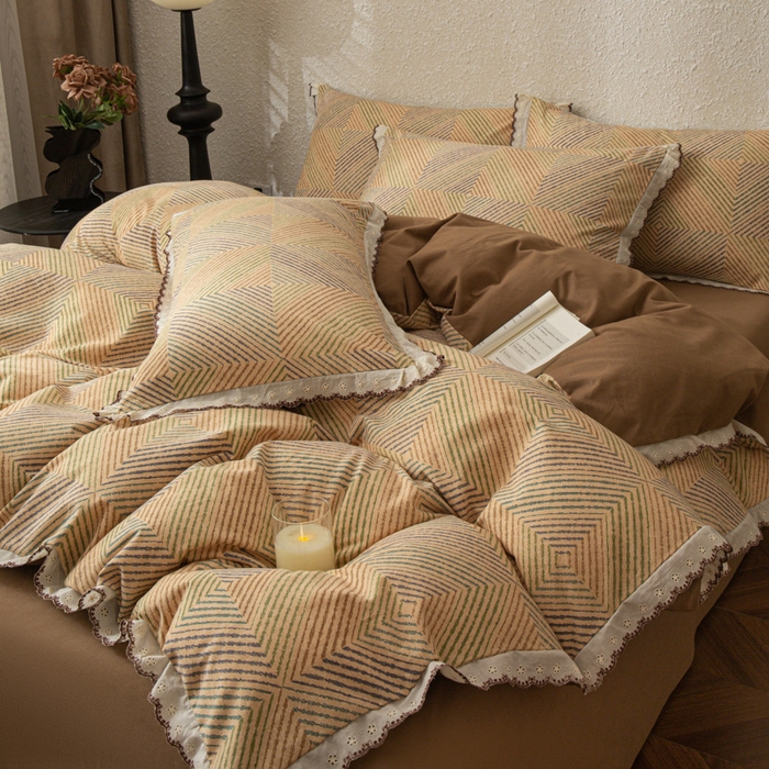 91家纺网 家纺一手货源 找家纺 优米家纺 2025新款A类加厚全棉纯棉磨毛提花四件套（提供买家秀） 温馨午后