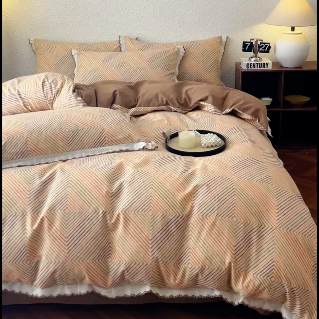 91家纺网 家纺一手货源 找家纺 优米家纺 2025新款A类加厚全棉纯棉磨毛提花四件套（提供买家秀） 温馨午后