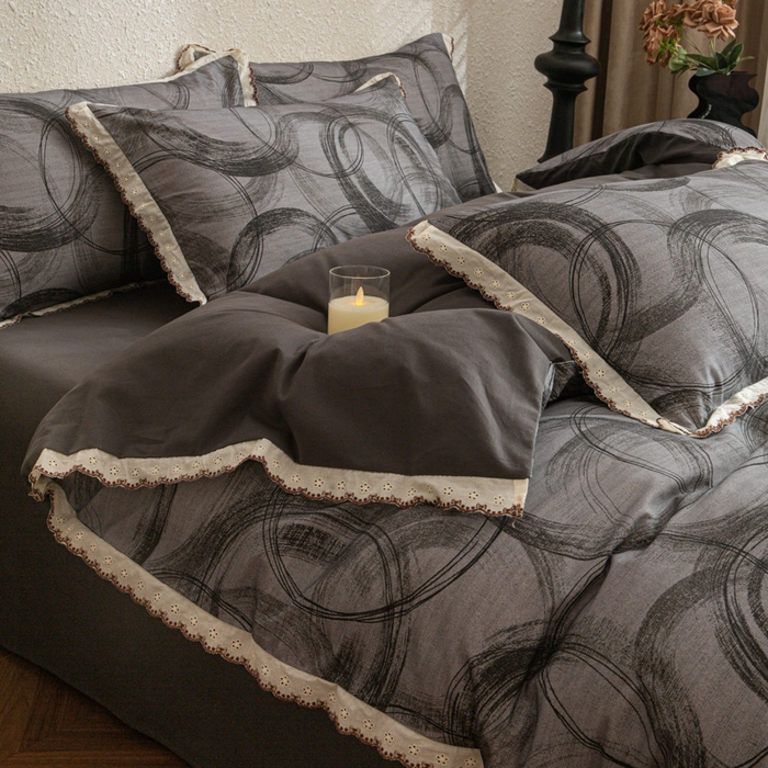 91家纺网 家纺一手货源 找家纺 优米家纺 2025新款A类加厚全棉纯棉磨毛提花四件套（提供买家秀） 英伦时刻