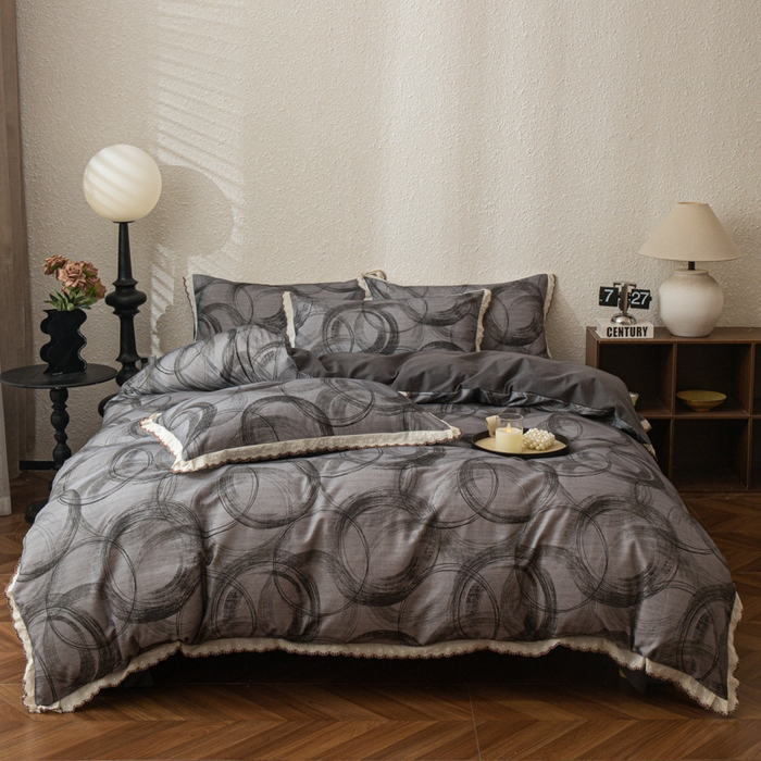 91家纺网 家纺一手货源 找家纺 优米家纺 2025新款A类加厚全棉纯棉磨毛提花四件套（提供买家秀） 英伦时刻